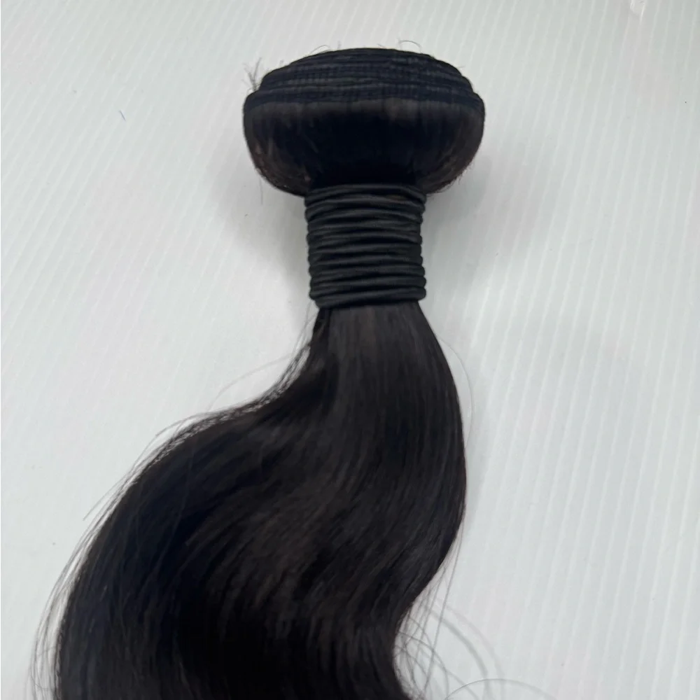 16” 100% Human Hair Body Wave Bundle Natural Black Weft Extension